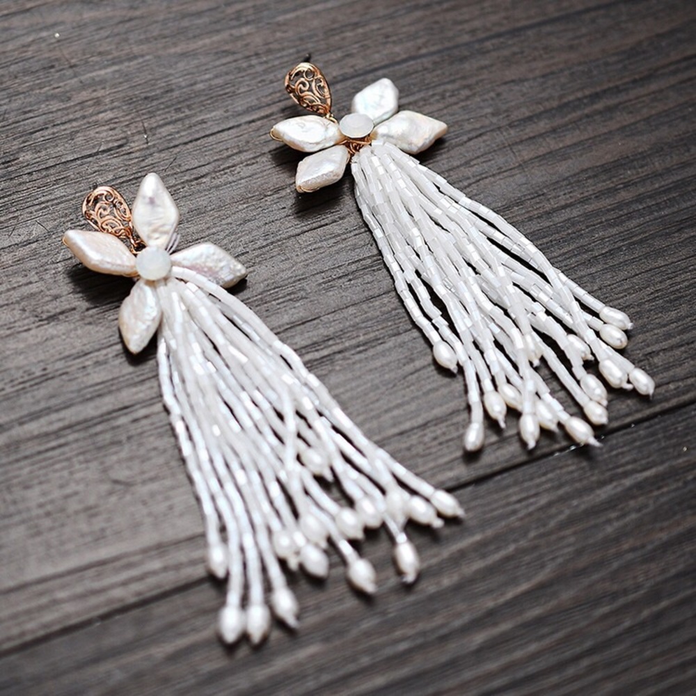 Handmade Pearl Bridal Earrings Drop